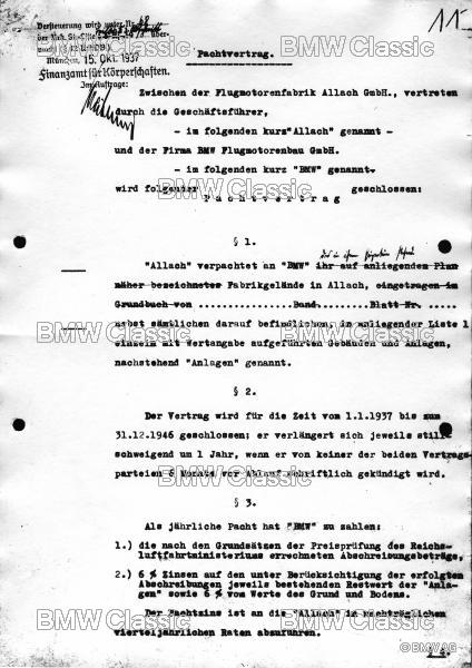 Ende 1933 geschlossener Pachtvertrag 